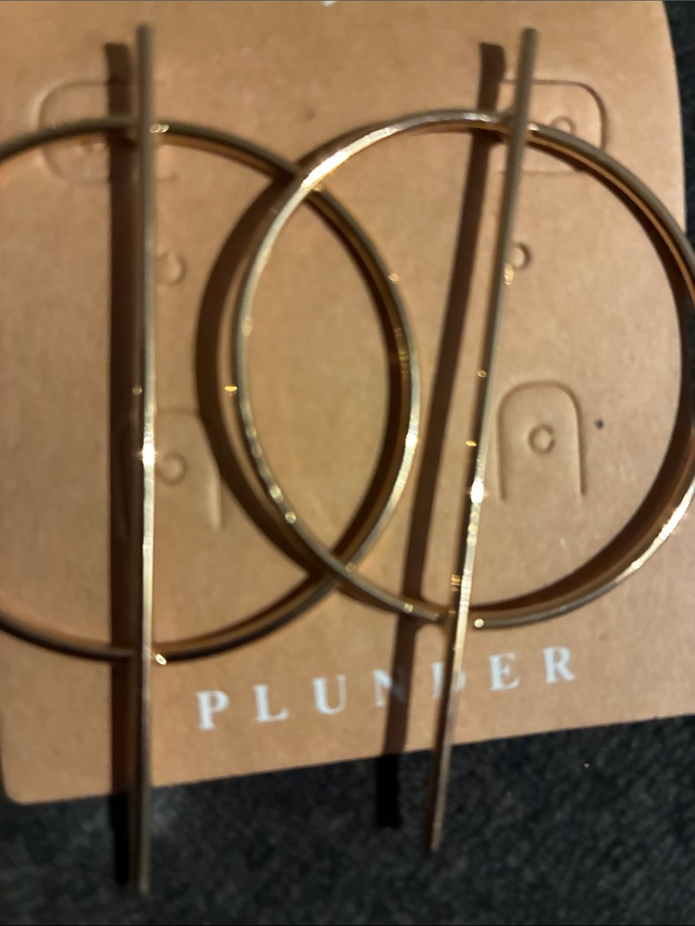 Plunder Gold Modern Hoop & Bar Drop Earrings - Picture 3 of 4